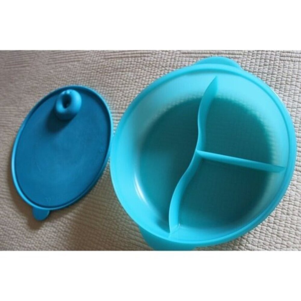 Tupperware Divided Meal Keeper Crystal Wave Microwave Vent Blue 3284R-2